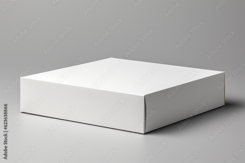 Clean and Minimalistic White Blank Box Packaging Mockup Created with Generative AI Clean and Minimalistic White Blank Box Packaging Mockup Created with Generative AI