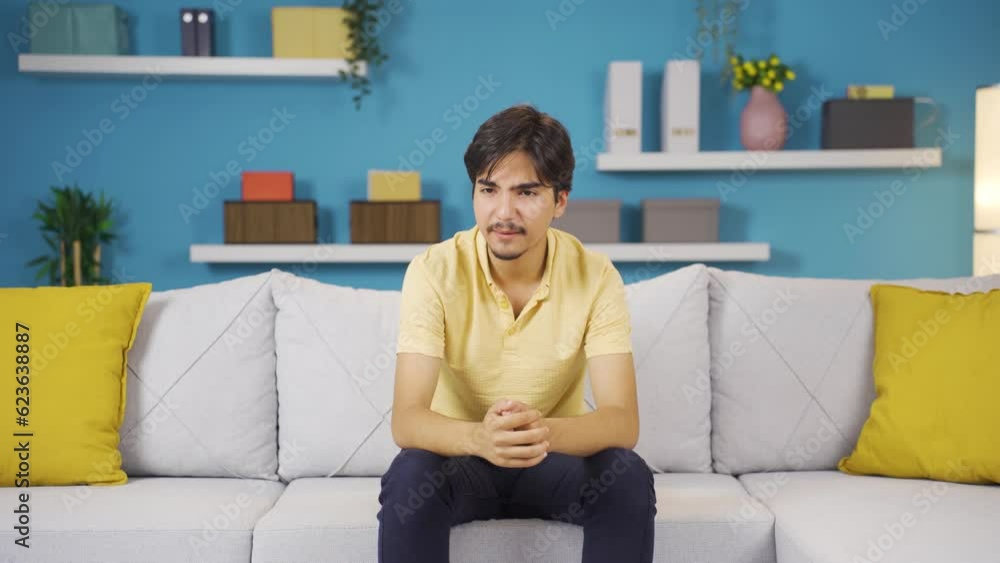 Unhappy thinking man. Unhappy thinking man.