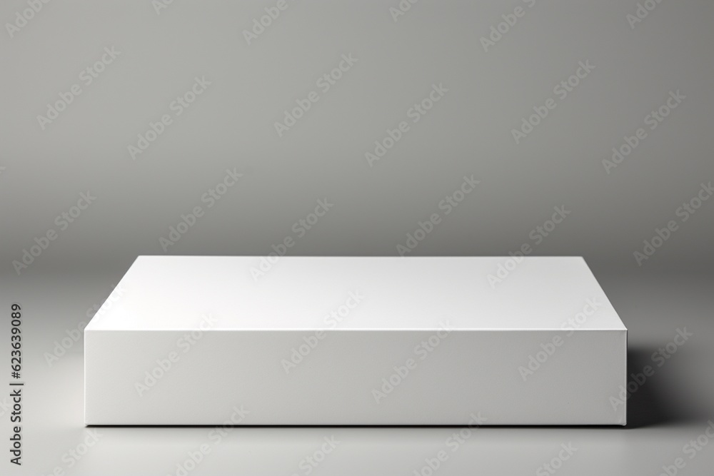 Clean and Minimalistic White Blank Box Packaging Mockup Created with Generative AI Clean and Minimalistic White Blank Box Packaging Mockup Created with Generative AI