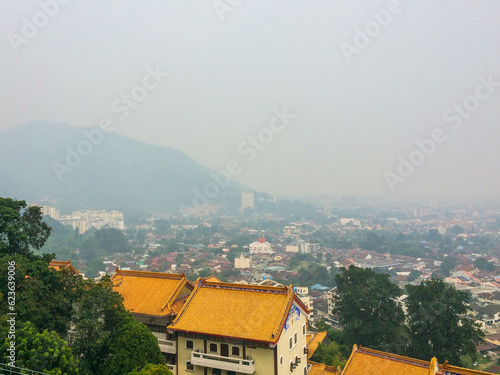 Aerial view of city surrounding by mountains, Pahang, Malaysia