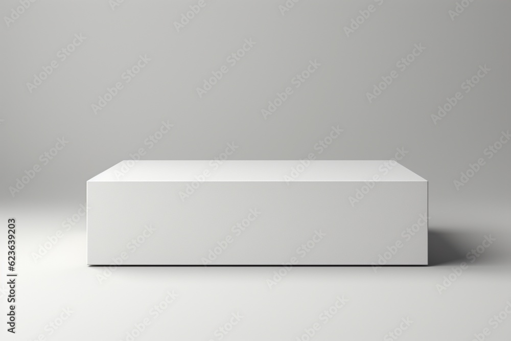 Clean and Minimalistic White Blank Box Packaging Mockup Created with Generative AI Clean and Minimalistic White Blank Box Packaging Mockup Created with Generative AI