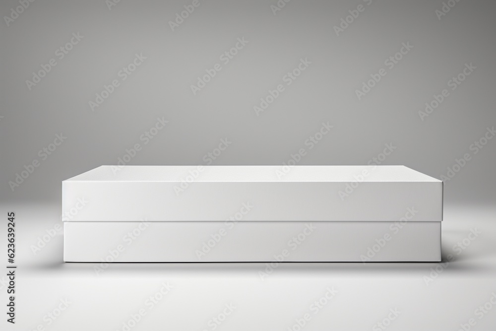 Clean and Minimalistic White Blank Box Packaging Mockup Created with Generative AI Clean and Minimalistic White Blank Box Packaging Mockup Created with Generative AI