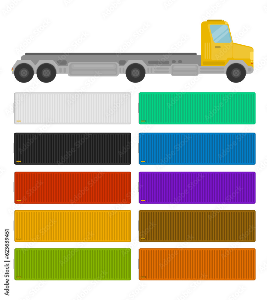 Obraz premium Illustration of trailers trucks container transportation industry concept vector