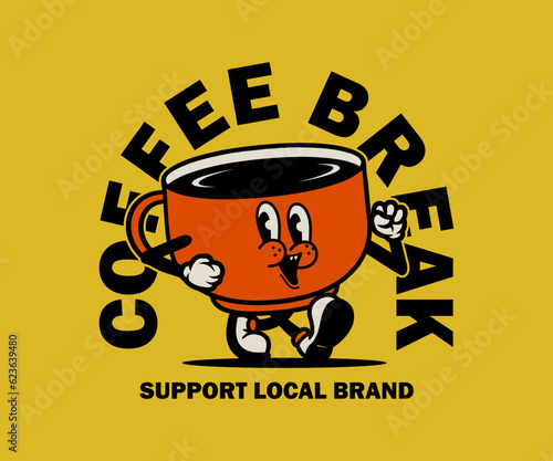 cartoon character of coffe Graphic Design for T shirt Street Wear and Urban Style