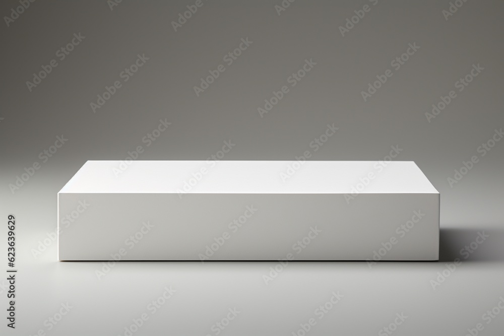 Clean and Minimalistic White Blank Box Packaging Mockup Created with Generative AI Clean and Minimalistic White Blank Box Packaging Mockup Created with Generative AI
