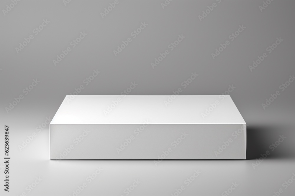 Clean and Minimalistic White Blank Box Packaging Mockup Created with Generative AI Clean and Minimalistic White Blank Box Packaging Mockup Created with Generative AI