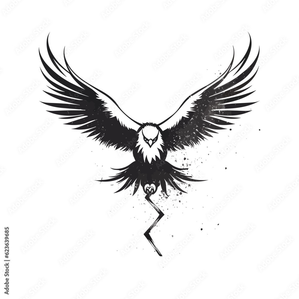 Fototapeta premium Minimalist vector of an eagle. Suitable for logo or tattoo.