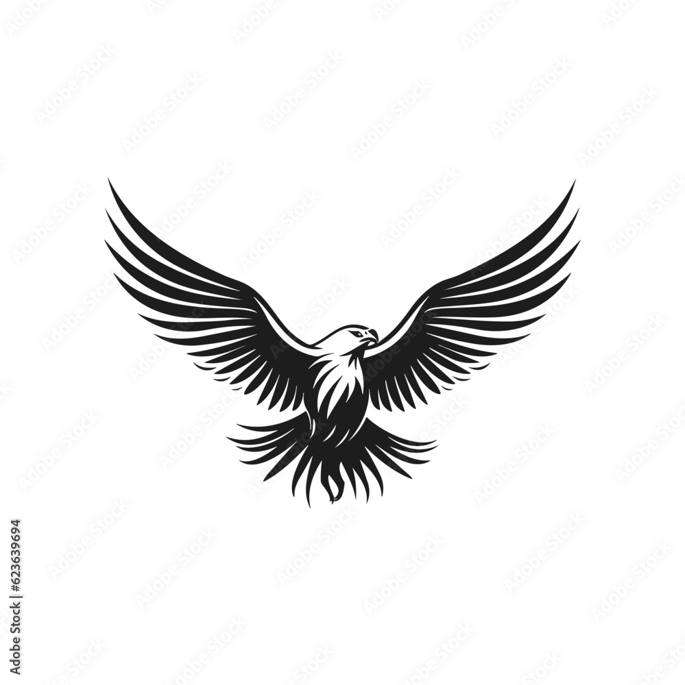 Fototapeta premium Minimalist vector of an eagle. Suitable for logo or tattoo.