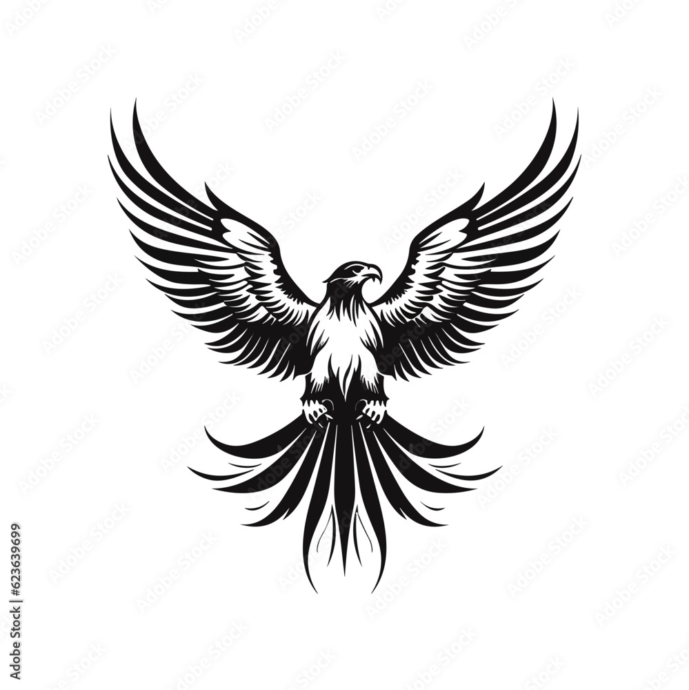 Naklejka premium Minimalist vector of an eagle. Suitable for logo or tattoo.