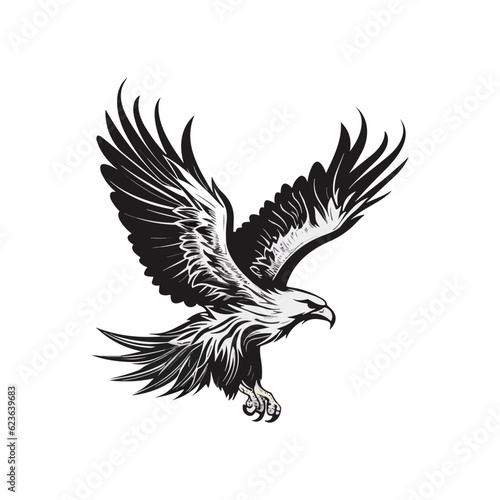Minimalist vector of an eagle. Suitable for logo or tattoo.