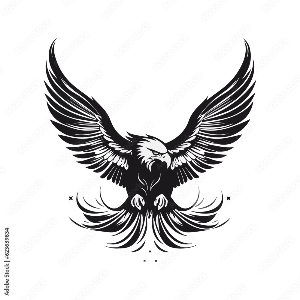 Fototapeta premium Minimalist vector of an eagle. Suitable for logo or tattoo.