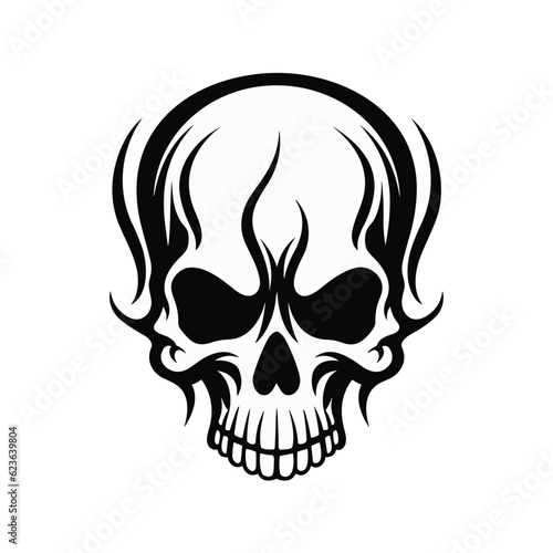 Hard rock metal skull with horns.
