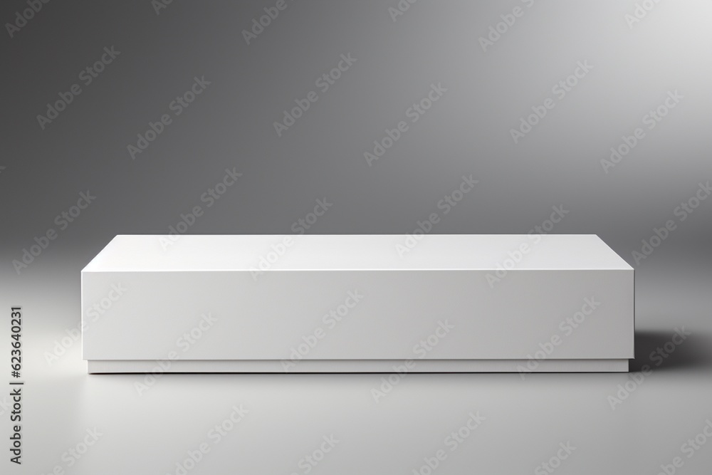 Clean and Minimalistic White Blank Box Packaging Mockup Created with Generative AI Clean and Minimalistic White Blank Box Packaging Mockup Created with Generative AI
