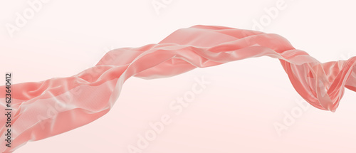 Pink fabric flowing with wind. Pink abstract background. 3D render