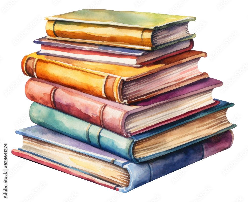 Stack of watercolor books isolated. Stack of watercolor books isolated.