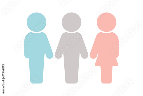 手を差し出して立っている3人のアイコン - ジェンダー平等･ジェンダーレス･多様性･LGBTQ+のイメージ素材

