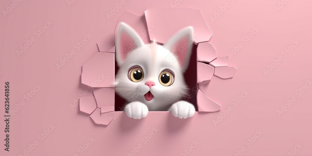 Fototapeta premium Cat cute animal clay cartoon animation, AI Generated