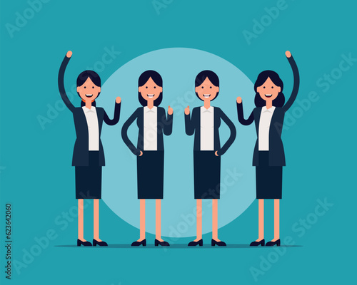 Business manager team celebrating successful. Vector illustration achievement people