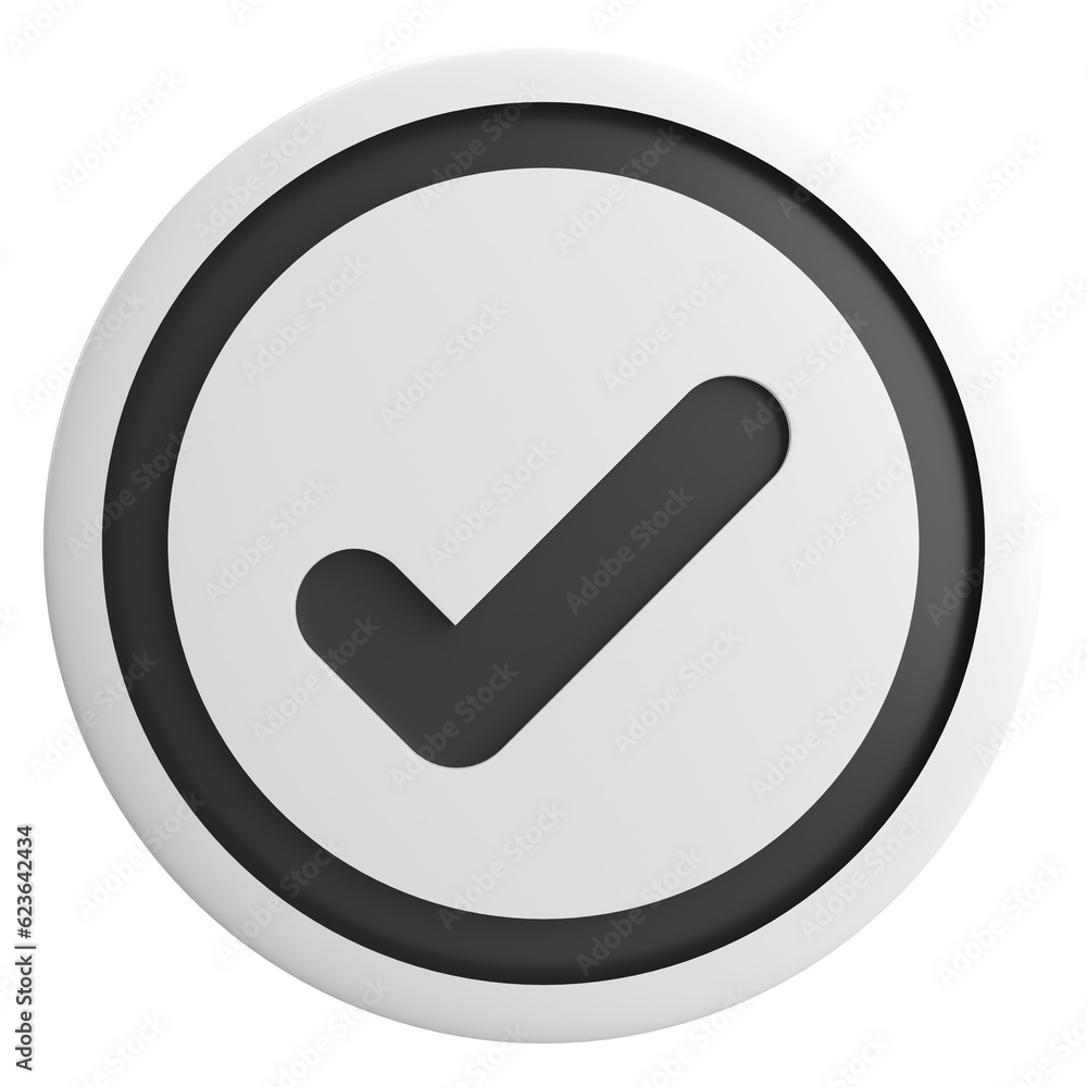 3D checkbox. Check mark. 3D illustration.