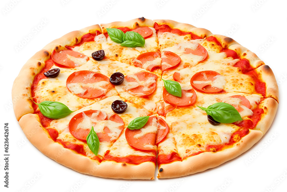 Delicious Pizza on white background