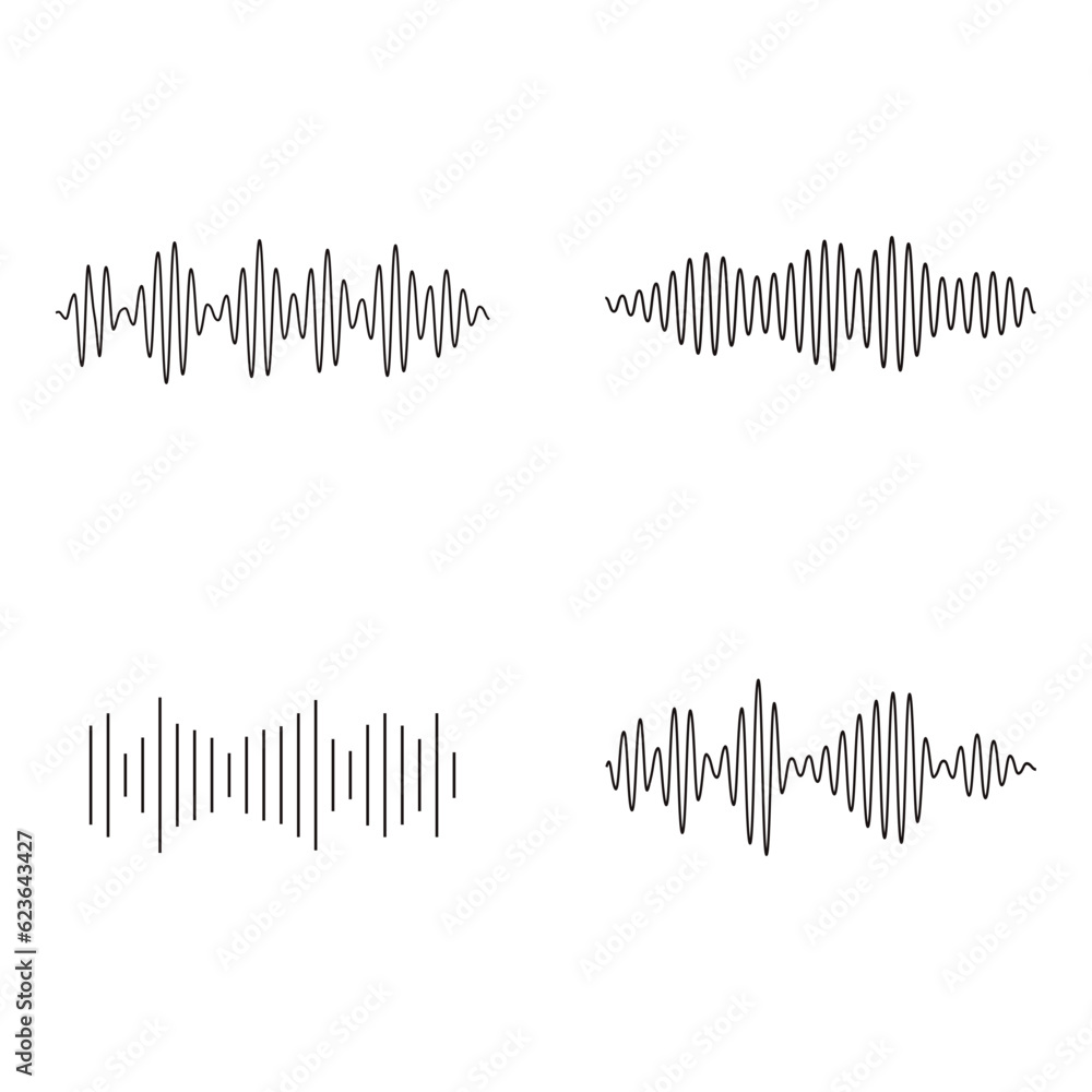 Music Sound Wave Element. Graphic design element for financial monitoring, medical equipment, music applications. Isolated vector illustration.