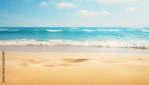 Beach sand and wave background. Summer vacation and holiday concept.