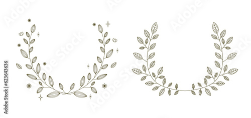 ボタニカルのラインアートフレームセット