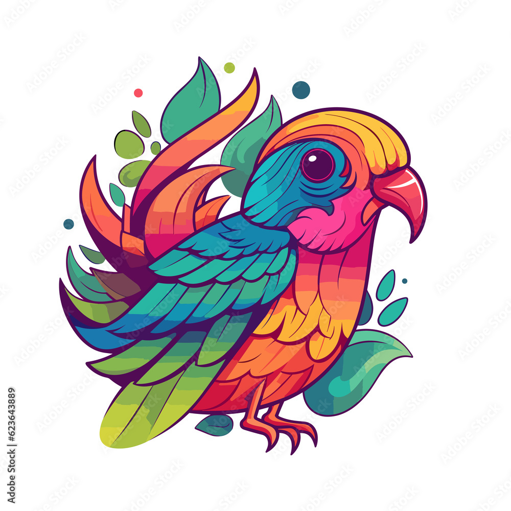 Fototapeta premium QuetzalCute, TShirt Design , graphic design, Generative Ai