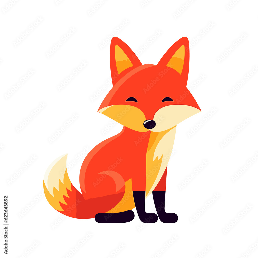 Obraz premium Red fox Cute, TShirt Design , graphic design, Generative Ai