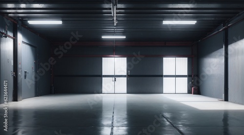Empty Garage with Dim Backlight
