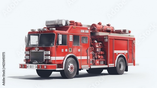 Fotografia Illustration of firefighter truck on white background