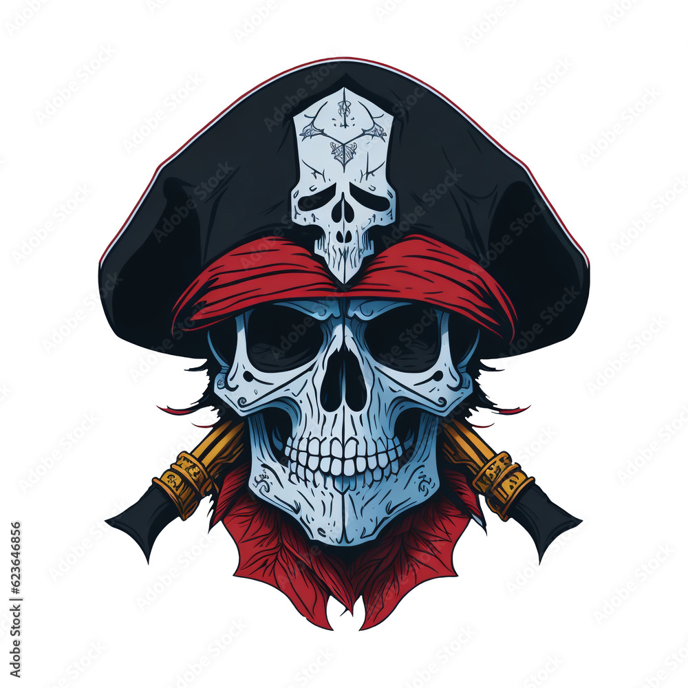 Fototapeta premium Pirate Skull Illustration, Generative AI