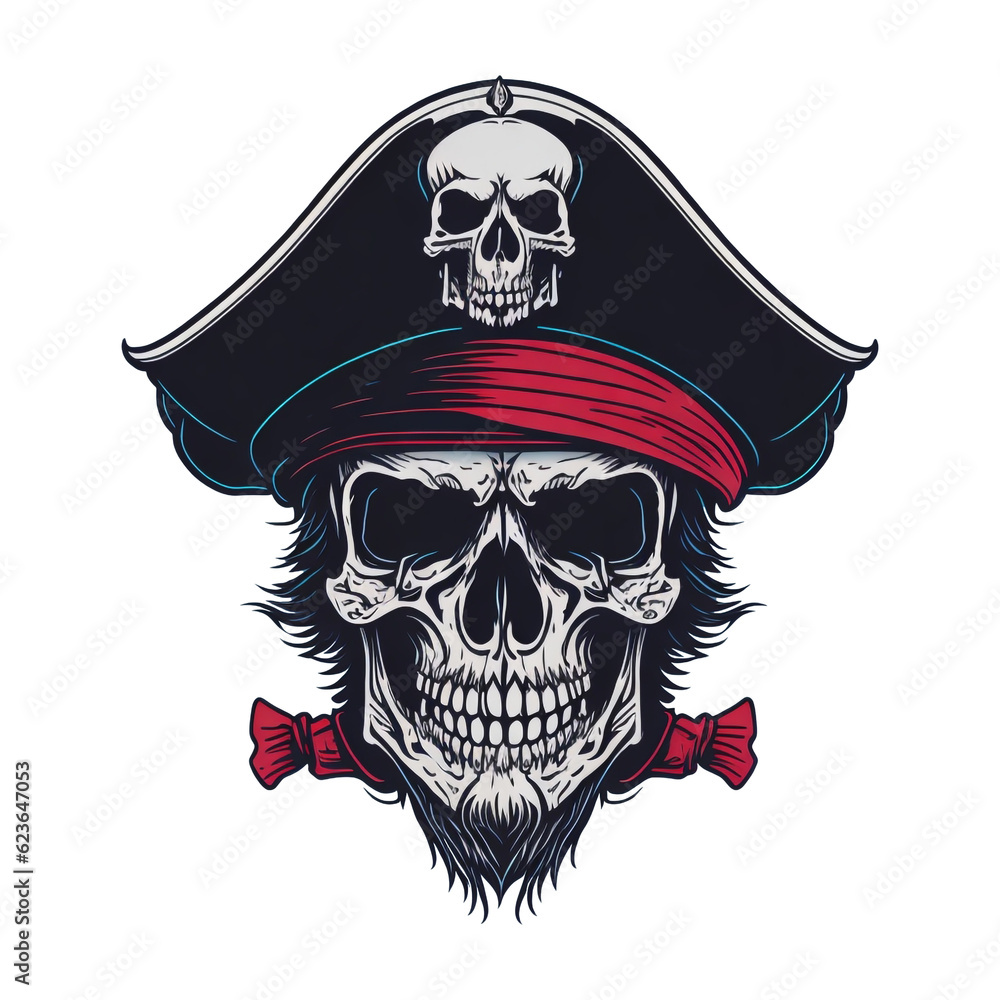 Pirate Skull Illustration, Generative AI Pirate Skull Illustration, Generative AI