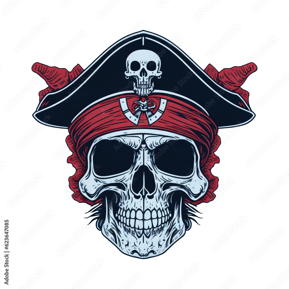 Pirate Skull Illustration, Generative AI Pirate Skull Illustration, Generative AI