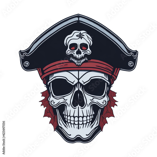 Pirate Skull Illustration, Generative AI