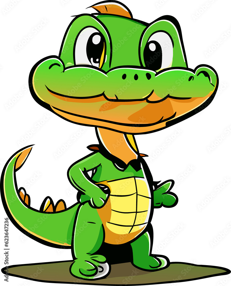 Naklejka premium cute crocodile cartoon character style for kid png file transparent