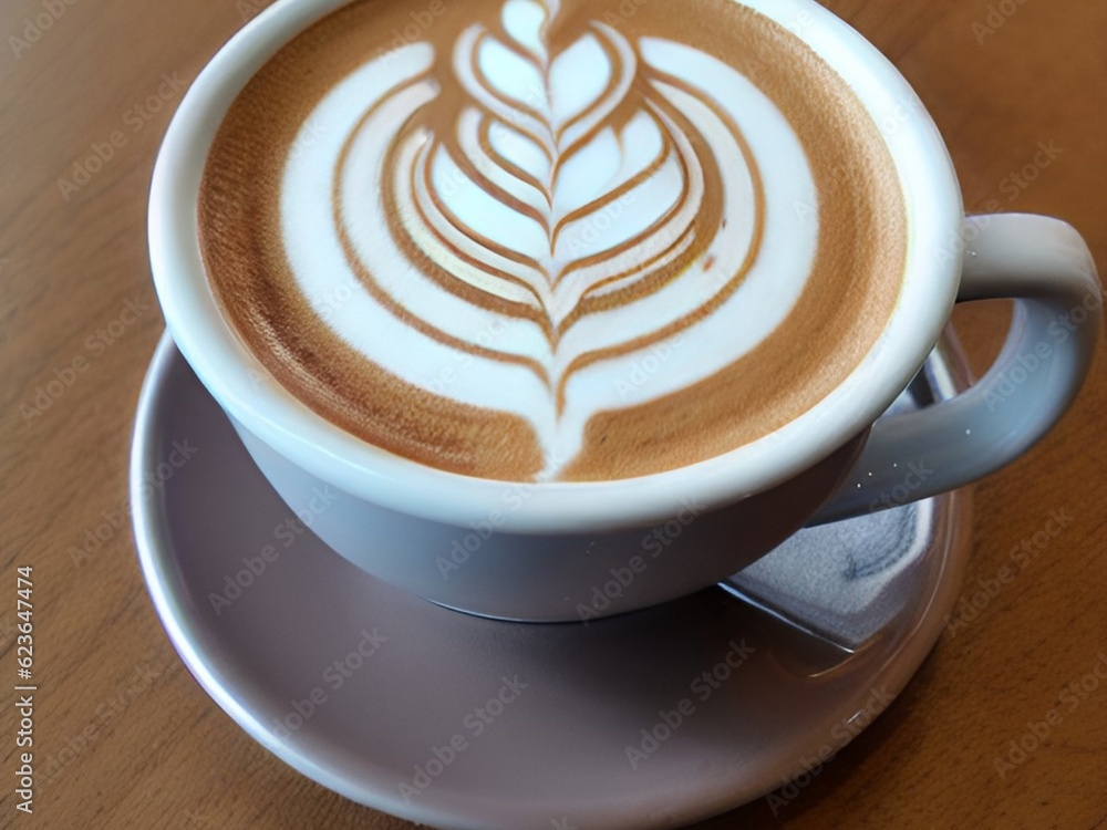 cup of coffee with milk ,silver cup with wooden table and Latte art on cup,heart Latte art on cups cup of coffee with milk ,silver cup with wooden table and Latte art on cup,heart Latte art on cups