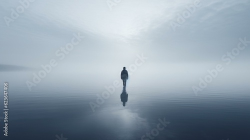 silhouette of a person in a fog