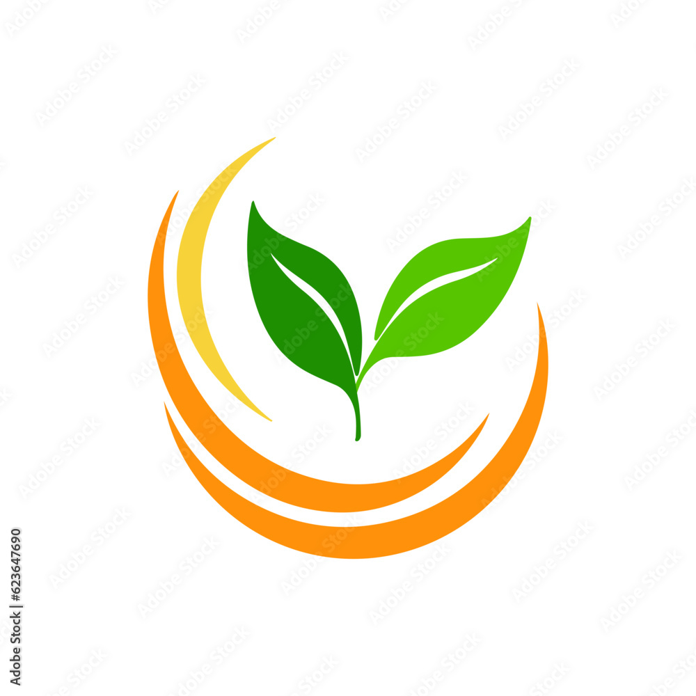 Green labels concept with leaves,vector illustration, Green leafs and