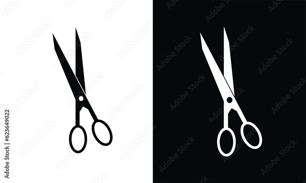 Scissors icon vector. Scissors silhouettte. School supplies icon vector. Back to school concept. Learning and education icon. Flat vector in black and white. Scissors icon vector. Scissors silhouettte. School supplies icon vector. Back to school concept. Learning and education icon. Flat vector in black and white.