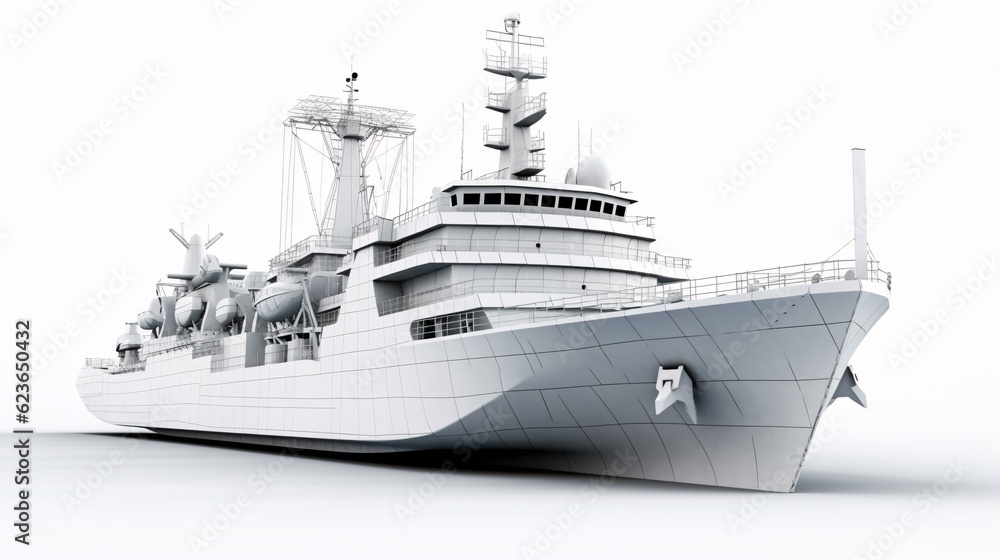 Illustration of large ship isolated on white background