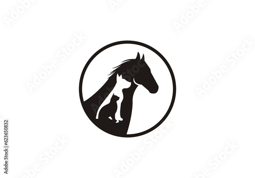 Animal logo with horse dog and cat icon