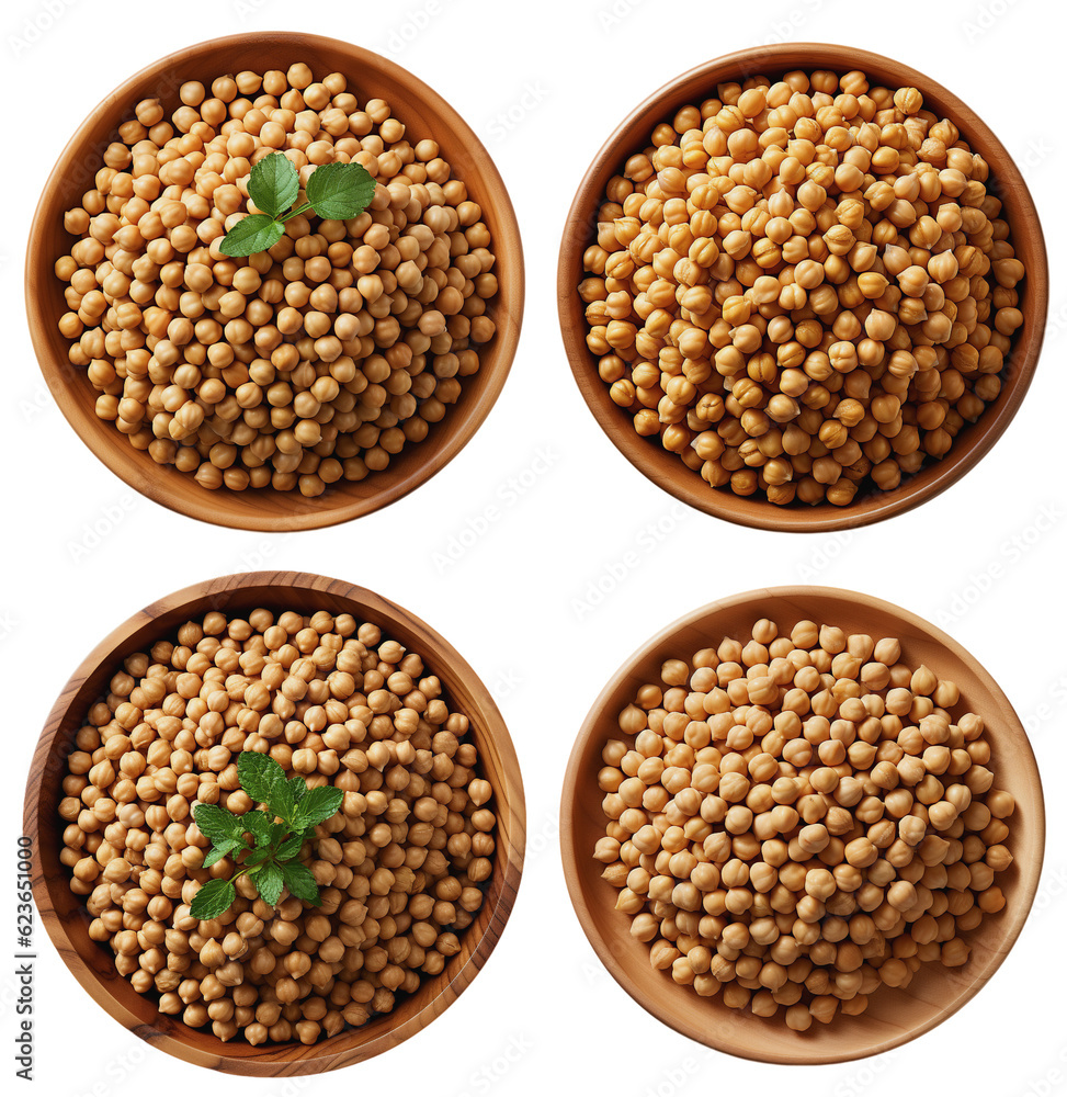 Four dishes with chickpeas on a transparent background, Generative AI Four dishes with chickpeas on a transparent background, Generative AI