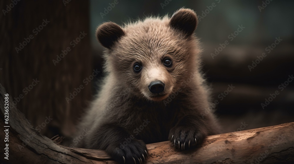 Obraz premium Cute brown bear cub