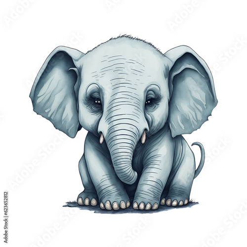 Cute Baby Elephant Watercolor illustration PNG  Generative AI