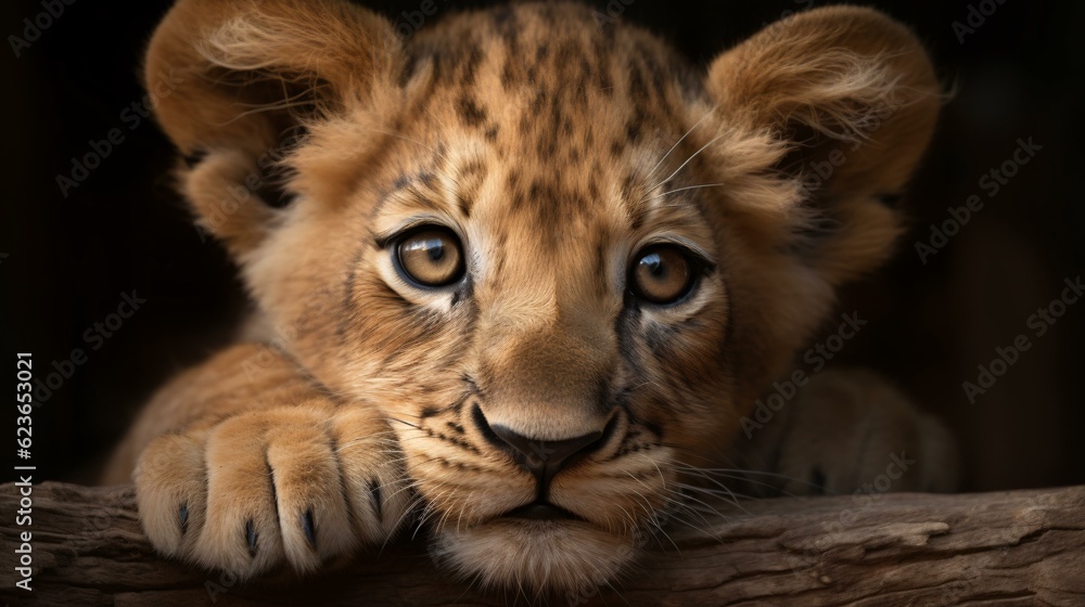 Cute baby lion cub