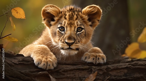 Fotografia Cute baby lion cub
