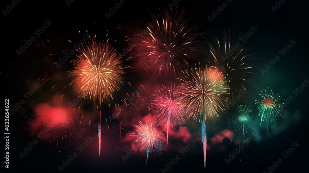 Illustration of fireworks in the night sky Illustration of fireworks in the night sky