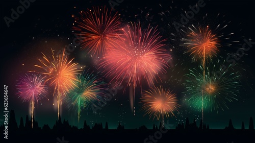 Illustration of fireworks in the night sky