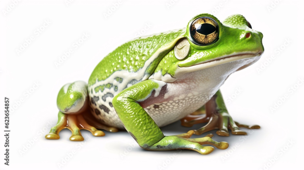 Realistic illustration of green frog on a white background Realistic illustration of green frog on a white background